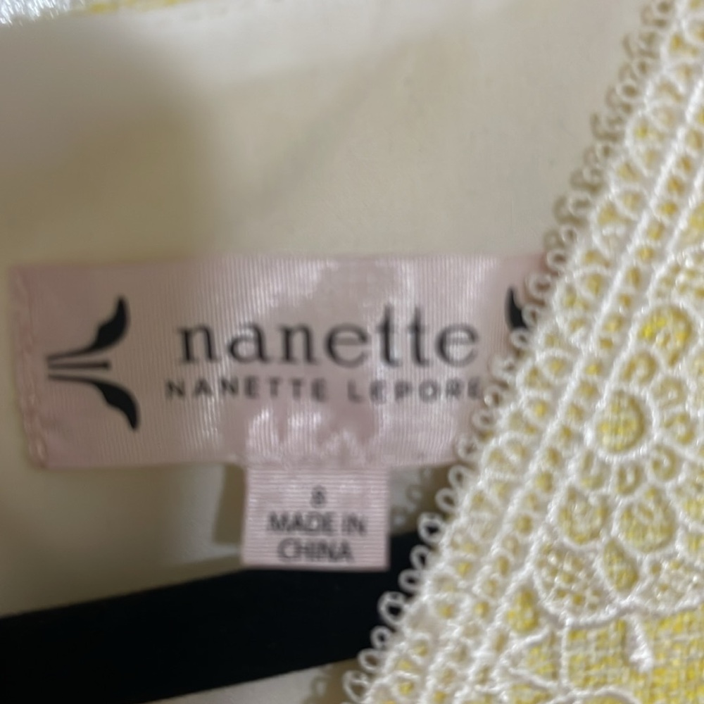 Nanette -Nanette Lenore Yellow Sleeveless Dress with Lace Trim size 8 - Picture 2 of 4
